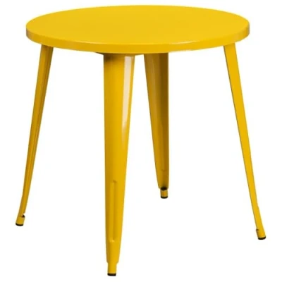 Image de Flash Meuble 76,2 cm Rond en métal Table d&#039;intérieure/extérieure, Métal, Jaune, 77.47 x 12.7