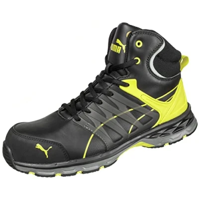 Image de PUMA Mixte Safety Velocity 2.0 Yellow Mid 633880 46 ESD Bottes de sécurité S3 Taille 1, Noir/Jaune/Bleu Nuit