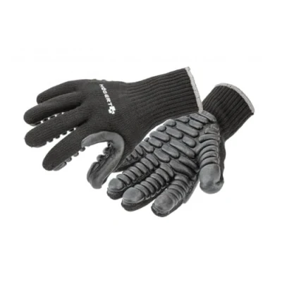 Image de Högert Technik BROL Gants de protection anti vibrations avec revêtement en polyuréthane Noir Taille 9 Absorbe les chocs Résistant à l&#039;abrasion Idéal pour travailler des outils lourds