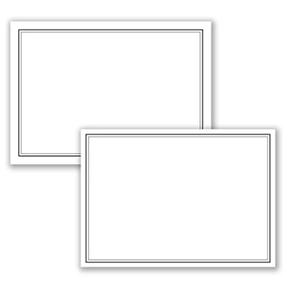 Image de 25 cartes de condoléances, format A6 + enveloppes condoléances au C6, cadre double et noir motif deuil, 10,5 x 14,8 cm, imprimables, lot pour remerciement deuil