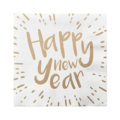 Image de Boland 13456 Lot de 20 serviettes fête Happy New Year Dimensions : 33 x cm Décoration table 100% papier Nouvel An