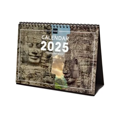 Image de Finocam Calendrier Images de Bureau International 2025 1 mois par page Janvier Décembre (12 mois) Traveling