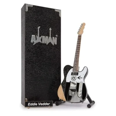 Image de Eddie V (Pearl Jam) Réplique de guitare miniature Cadeaux musique Fait à la main l&#039;échelle 1/4 Comprend une boîte présentation, étiquette nom et un support