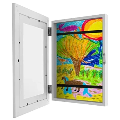Image de Art Frame,A4 Cadre Photo Mural,Cadre Decoration Murale,Cadre Tableau,Cadres pour Dessins d&#039;enfants,Photos,Cartes Postales(Blanc)
