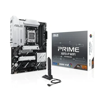 Image de ASUS Prime X870 P WiFi Carte mère Gaming AMD Ryzen AM5 ATX (DDR5, 14+2+1 (80A) DrMOS, PCIe 5.0, 4 x M.2, USB4, HDMI, 7, Aura Sync RGB)