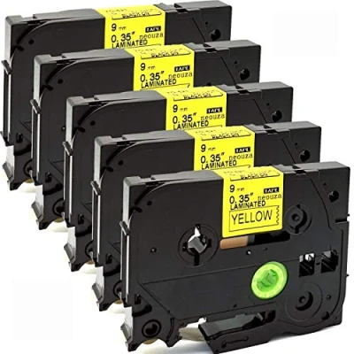 Image de NEOUZA Tze 621 Lot de 5 cartouches ruban adhésif laminé Tz Compatible avec Brother P Touch Noir sur jaune 9 mm x 8 m
