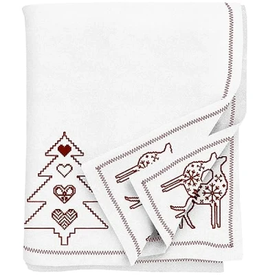 Image de Ragged Rose Nappe, Coton, Blanc/Rouge, 230 x 140 cm