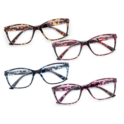 Image de HEEYYOK Lot de 4 Lunettes Lecture Femme,Monture écaille Tortue Loupes Carrées Grandes,Charnières à Ressort Légères pour la
