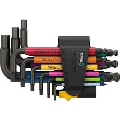 Image de Wera 05022641001 950/9 Hex Plus Multicolour Imperial 3 Jeu de clés coudées, système impérial, BlackLaser, 9 pièces