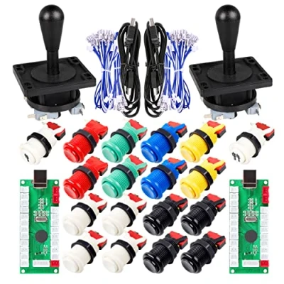 Image de Arcade Game DIY partie pour Mame USB Cabinet 2x Zero Delay Encoder PC Jeux + 8 Way Joystick 18x Push Button (Y compris 1p / 2p Start Buttons) Kits de couleurs multiples