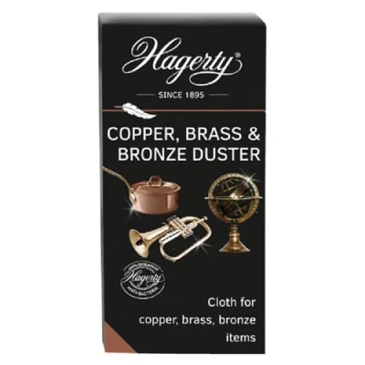 Image de Hagerty Plumeau en cuivre, laiton et bronze 36 x 55 cm I Chiffon de polissage cuivre Protection anti oxydation nettoyage pour vases, vaisselle articles décoratifs,