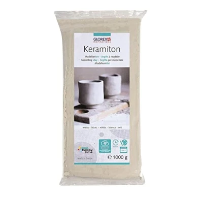 Image de Glorex 61780702 6 1780 702 Keramiton, Argile à Modeler, 1000 g, Blanc, Glaise, 18 x 9 3,5 cm