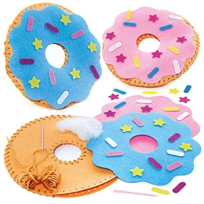 Image de Baker Ross Coussin Couture Enfant motif Donut Lot de 2, Loisir Creatif (FC800)