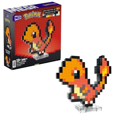 Image de MEGA Pokémon Coffret Construction Salamèche, Figurine Articulée, Style Rétro Pixélisé, 15 Cm, Décoration Murale Ou Table, 349 Pièces, À Collectionner, Jouet Enfant, A Partir De 7 Ans, HTH76