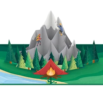 Image de papercrush® carte pop up 3D pour grimper à la montagne d&#039;anniversaire avec montagnes et grimpeurs, de félicitations ou cadeau d&#039;argent alpinistes, bon boulder parc