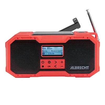 Image de Albrecht DR 112 Radio d&#039;extérieur Dab+, FM d&#039;urgence, USB, Bluetooth Fonction de Charge la Batterie, manivelle