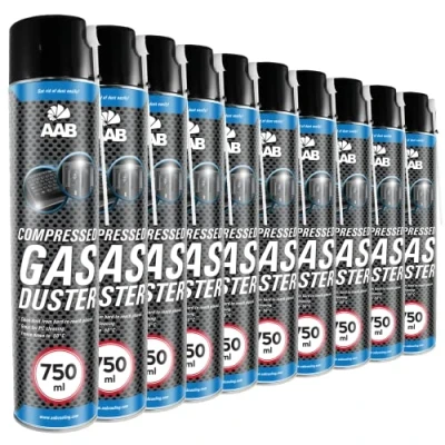 Image de AAB Bombe Air Sec 9x750ml Bouteille Comprimé, Nettoyage des Ordinateurs, Dépoussiérant en Spray, Enlever la Poussière, sans Odeur Aérosol, Computer Cleaner, Informatique Matériel