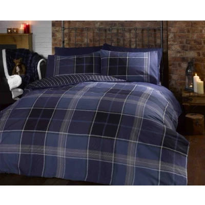Image de Rapport Parure de Lit en Polycoton Motif Argyle Bleu, 2 Places