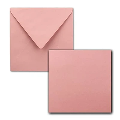 Image de FarbenFroh® by GUSTAV NEUSER® Lot de 25 cartes simples, carrées, 15 x cm, avec enveloppes, en vieux rose, pour vœux, etc.