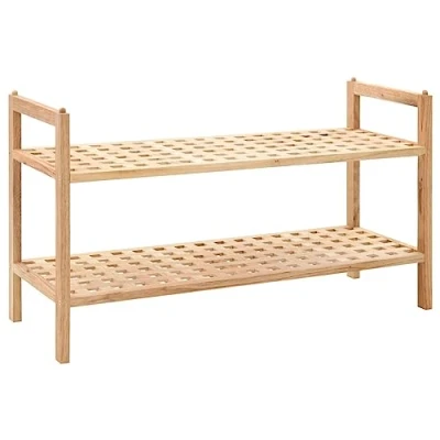 Image de vidaXL Étagère à Chaussures Bois de Noyer Massif 69x26x40 cm Range