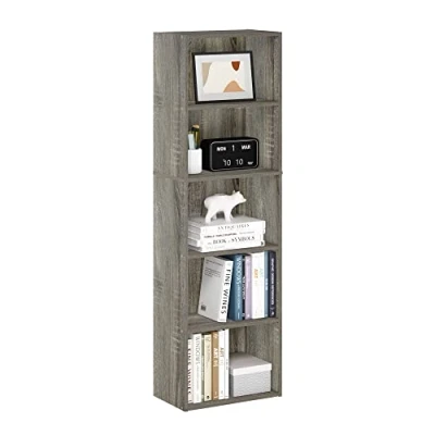 Image de Furinno Luder Bibliothèque Étagère de rangement 5 niveaux, Chêne français, Tier