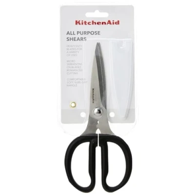 Image de KitchenAid Paire de Ciseaux Multi Tâches en Inox et Cache Lames Plastique, 22.9 x 13.2 cm Noir