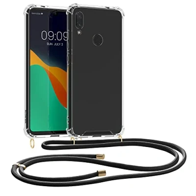 Image de kwmobile Coque Collier Compatible avec Xiaomi Redmi Note 7 / Pro Housse de Protection en TPU Cordon Sangle Transparent Noir
