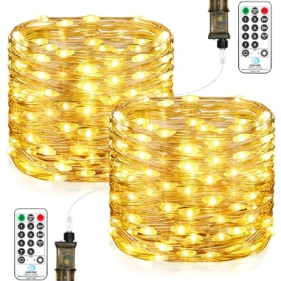 Image de Guirlande Lumineuse Chambre, 23M 200LEDs Guirlandes Lumineuses à LED, 8 Modes Etanche avec Prise pour Décoration Intérieure Extérieure, Noël, Jardin, Anniversaire, Mariage (Blanc Chaud, Lot de 2)