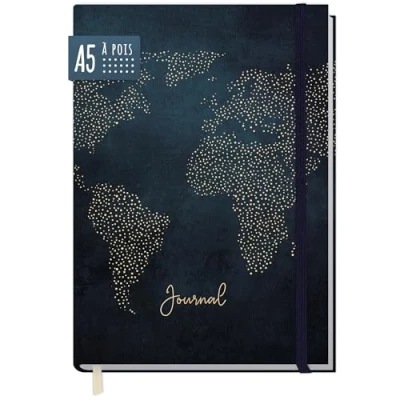 Image de Bullet Journal A5 [Travel the World] avec Sangle Élastique 156 Pages Pointillé, Carnet de Trendstuff by Häfft Durable et climatiquement neutre