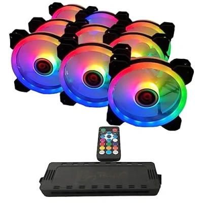 Image de Talius Iris Spectrum ARGB/Cronos ventilateurs 120 mm Effets de balayage, impulsion, spirale Double anneau LED Connexion 6 broches (9 FAN BLK + CENTRALITE)