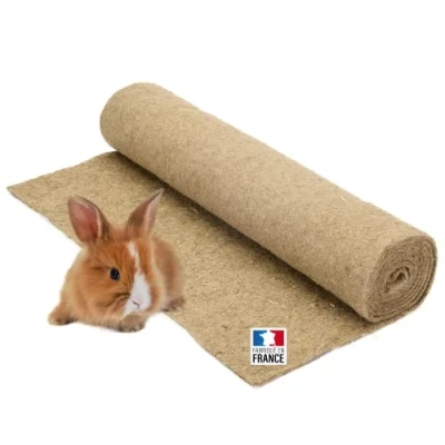 Image de La cordeline Tapis Litière Chanvre pour rongeurs 50 cm x 2 m Lapins, Cochon d&#039;Inde.., Naturel