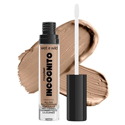 Image de wet n wild, Megalast Incognito Full Coverage Concealer, Harmonieux et Richement Pigmenté, Couvrance Moyenne à Complète, Rendu Mat, Formule Nourrissante Hydratante, au Beurre de Karité, Light Honey