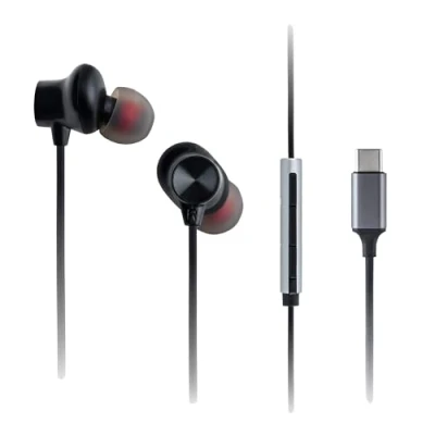 Image de Panasonic RP TCM225BDEK USB C Écouteurs Intra Auriculaires, Casque Filaire avec Micro et Télécommande Intégrés, Basses Puissantes, Ajustement Personnalisable, Câble de 1,2 m, Noir