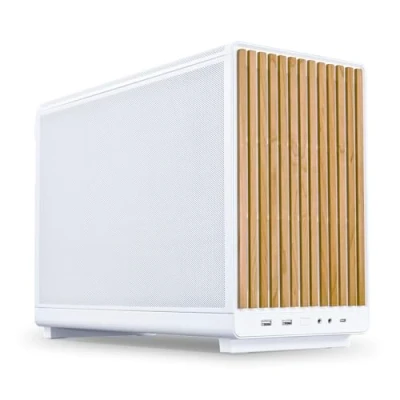 Image de G99.A3W WD.00 Lian Li A3 mATX (Blanc/Bois Clair) Boitier Mini Tour avec panneaux en mesh et façade bois clair conçu collabor