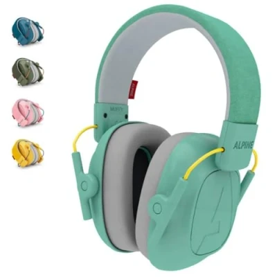Image de Alpine Muffy Casque Anti Bruit : Protection auditive pour Enfants jusqu&#039;à 16 Ans CE Certifié Confortable et réglable Prévient Les Troubles auditifs Robuste Facile à Ranger Menthe