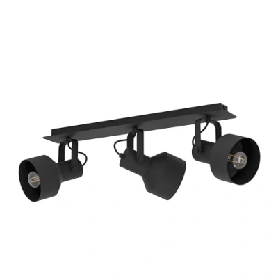Image de Eglo Plafonnier Casibare avec 3 spots orientables, luminaire pour salon et chambre à coucher, lampe de plafond en métal noir, douille E27