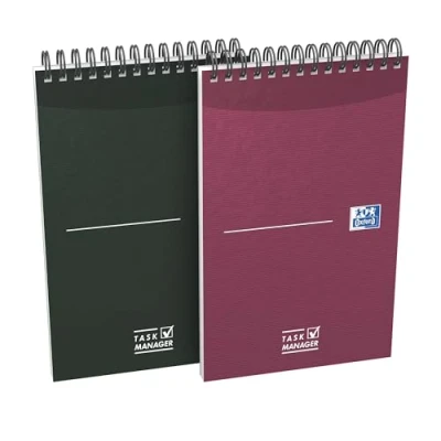 Image de OXFORD Lot de 5 Bloc Notes Task Manager 12,5x20cm 140 Pages Ligné 8mm Reliure Spirale Couverture Carte Coloris Assortis