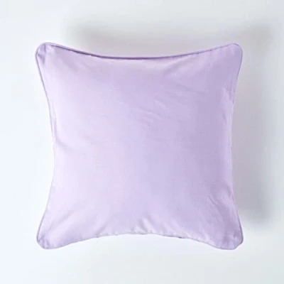 Image de HOMESCAPES Housse de Coussin Uni Mauve en 100% Coton, 60x60 cm
