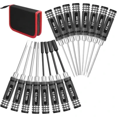 Image de Ensemble d&#039;outils de tournevis hexagonaux RC : 16 pièces, 4 hexagonaux, 8 tournevis, clés à écrou, douille pour quadrirotor télécommandé, hélicoptère, drone FPV, voiture, avion