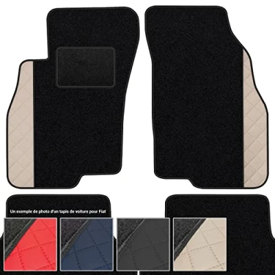 Image de Tapis de Voiture en Moquette 4 pièces Sol antidérapant pour Automobile Un Design Accrocheur Adapte pour: Fiat 500 Depuis 2007 Beige