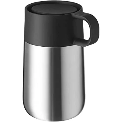 Image de WMF Mug de voyage Impulse En acier inoxydable 0,3 l Fermeture automatique Ouverture à 360 Garde les boissons au chaud pendant 6 h / 12 froid Mat