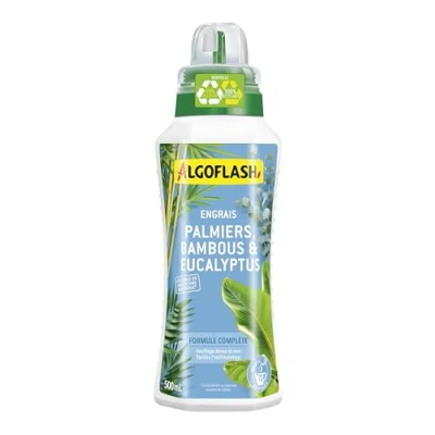 Image de Algoflash Engrais Liquide pour Plantes vertes Méditéranéennes, Palmiers, Bambous, Bananiers, Eucalyptus, Utilisable en Agriculture Biologique, Bouchon Doseur Inclus 500 mL