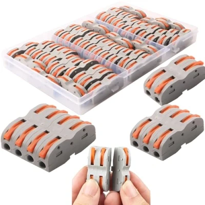Image de CESFONJER Bornes de Connexion Automatique, Rapide Connecteur fil Câble, à Ecrou levier, Assortiment Conducteurs Connecteurs fils Compacts SPL 1 (42 Pièces)