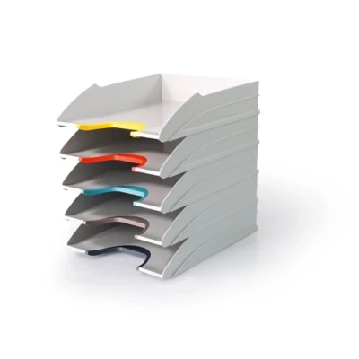 Image de Durable VARICOLOR® Mix Corbeille à courrier 5 Compartiments Rangement pour Bureau Documents au Format A4 770427 Multicolore, 255 x 55 330 mm (L H P)