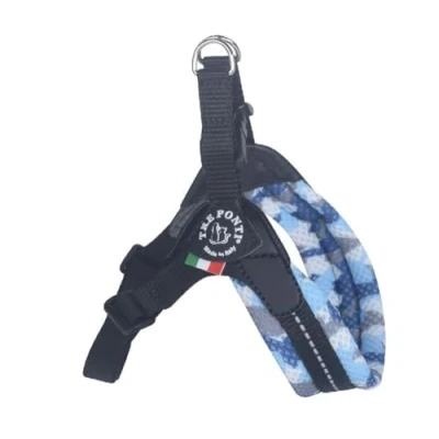 Image de Harnais pour chien Trois pontI Filet camouflage bleu Sangle réglable (3 de 6 kg à 7 kg)