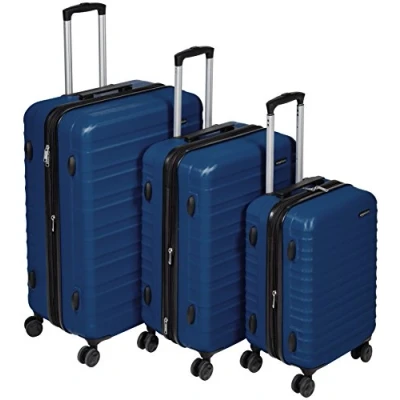 Image de Amazon Basics Valise de voyage à roulettes pivotantes, Ensemble 3 pièces (55, 68, 78 cm), Bleu marine