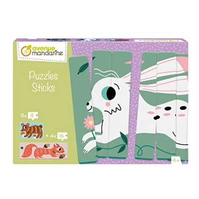 Image de Avenue Mandarine PU027C Un Puzzle découverte de 64 pièces (8 Animaux 8 recto verso) dès 4 ans la forêt