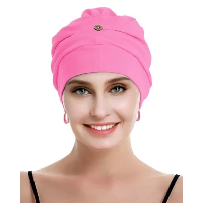 Image de osvyo Chapeau chimio en coton pour femme avec cancer et perte de cheveux, bonnet coton, léger, emballage scellé, Rose fussia, taille unique