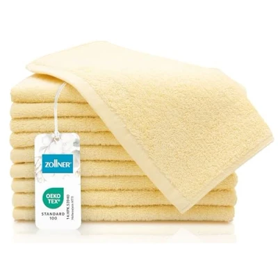 Image de ZOLLNER Set de 10 Serviettes pour invités, 30x50 cm, Coton, Jaune