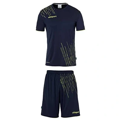 Image de uhlsport Garçon Score 26 Set Jeu De Maillots Football Complet, Bleu Marine/jaune Fluo, 12 Ans EU